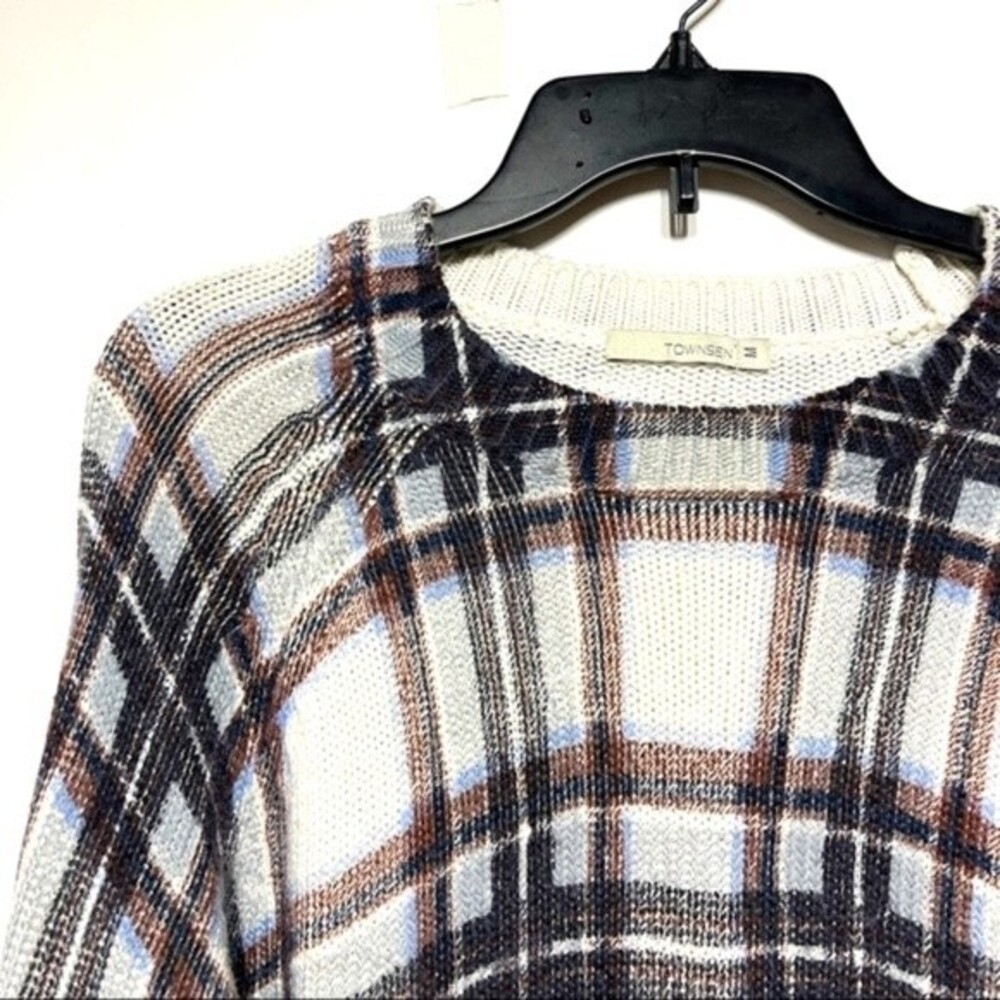 Townsen Sleigh Plaid Wool and Cotton Crewneck Sweater M - Picture 4 of 10
